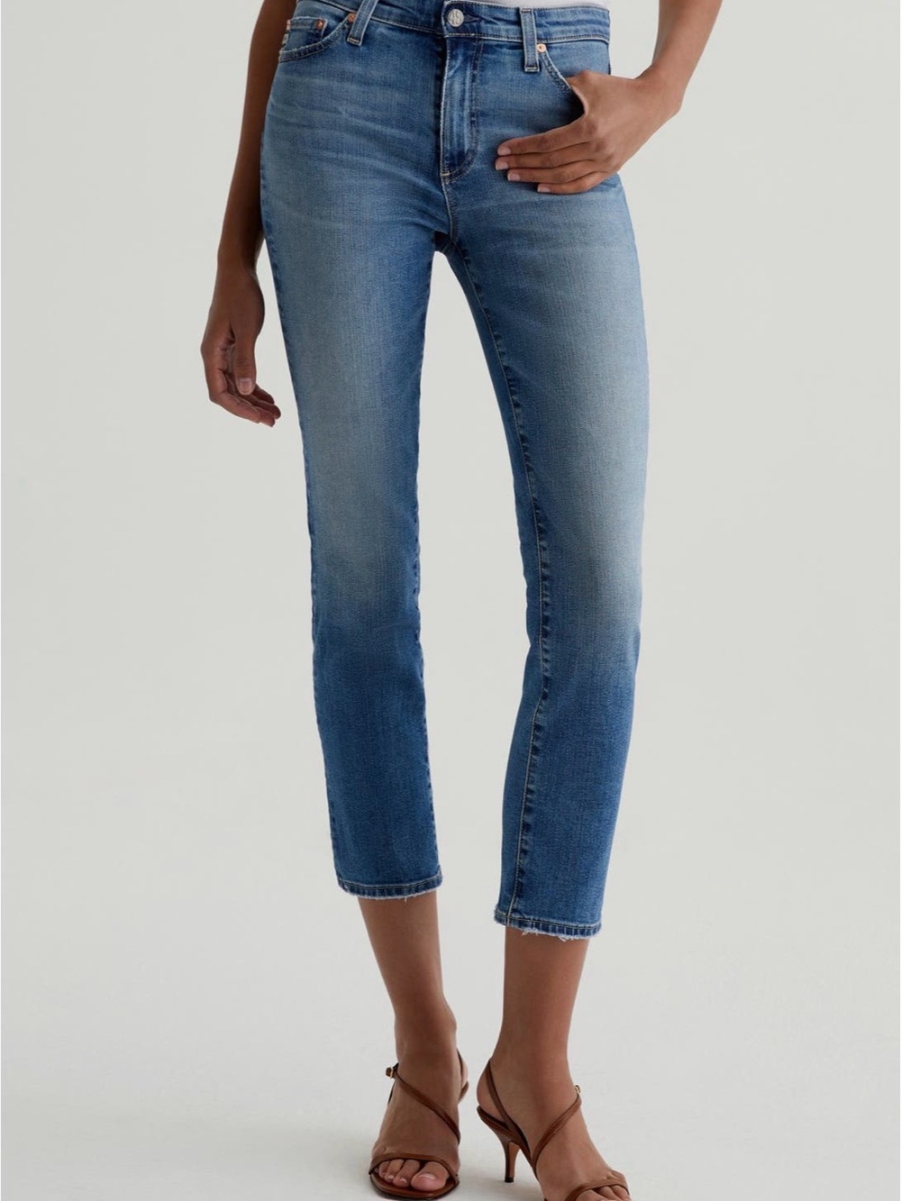 AG Mari Mid Rise Ankle Slim Straight Leg Jeans